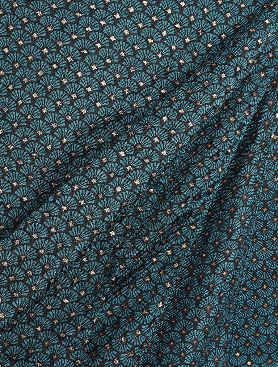 Foulard à imprimé ethnique et pampilles - Bleu canard - 3