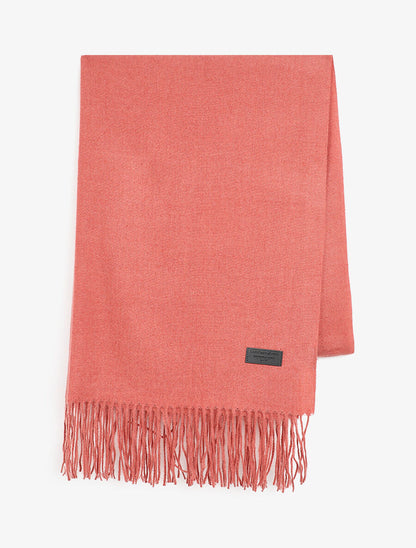 Echarpe en laine mélangée à bords frangés - Vieux rose - 2