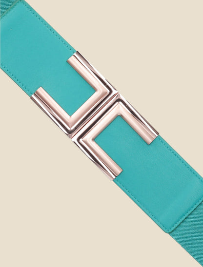 Ceinture élastiquée à boucle clip - Turquoise - 2