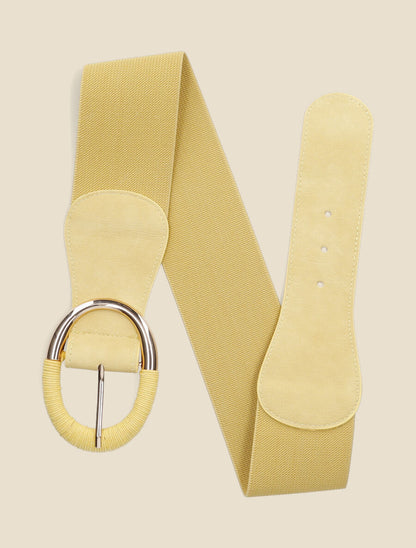 Ceinture élastiquée à boucle ovale - Jaune - 3