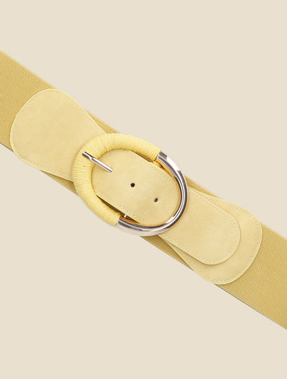 Ceinture élastiquée à boucle ovale - Jaune - 2