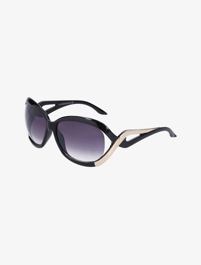 Lunettes ovales oversize - Noir/or - 2