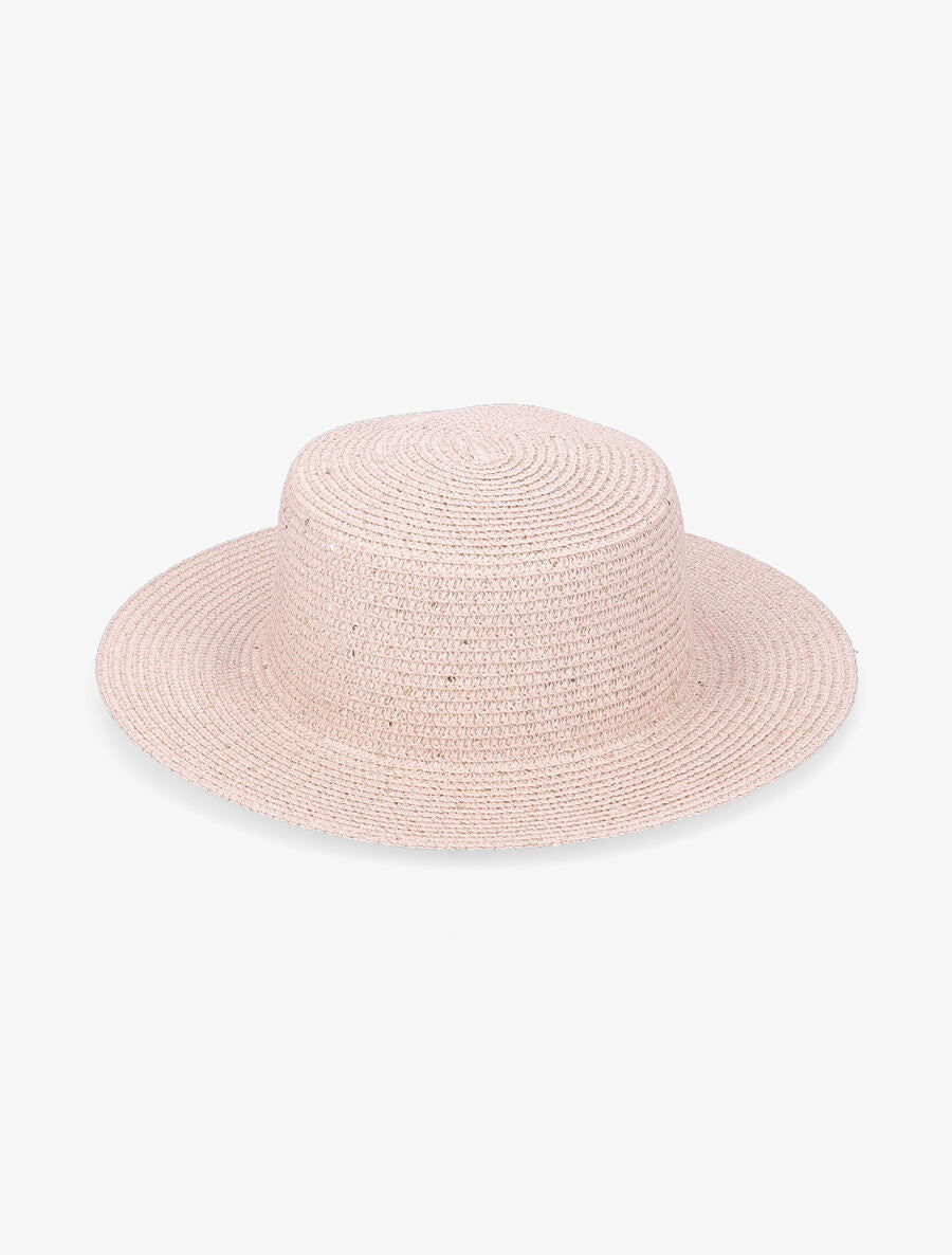 Canotier en paille à sequins dorés - Rose - 2