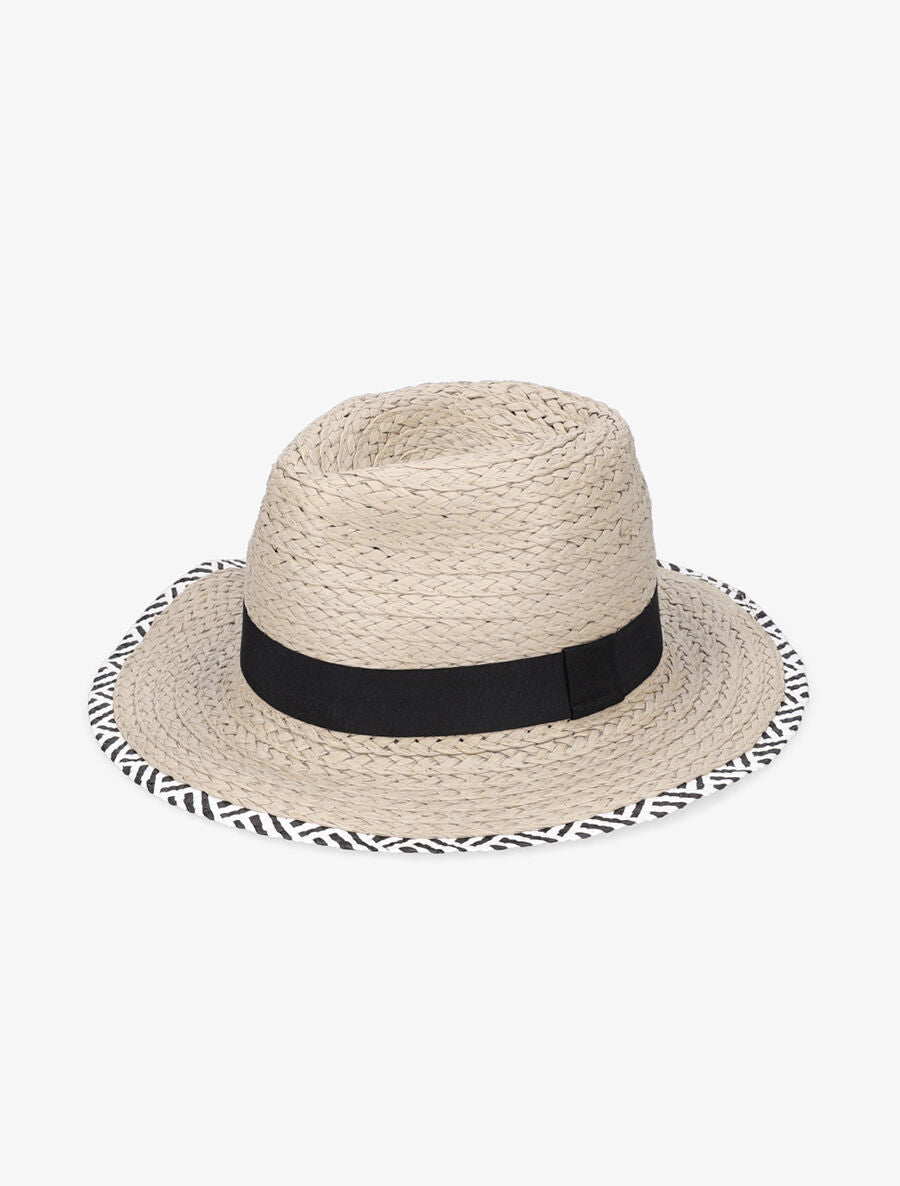 Panama à bords zebrés - Beige - 2