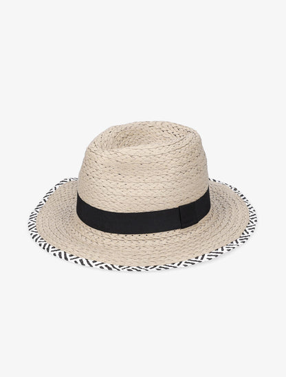 Panama à bords zebrés - Beige - 2