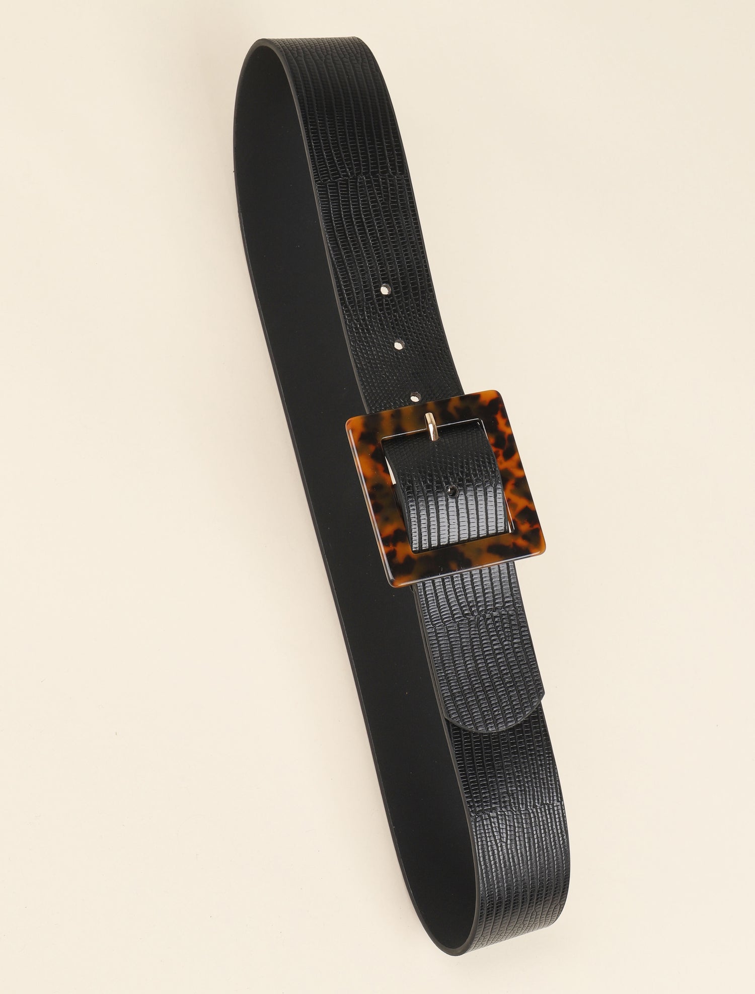 Ceinture effet python à boucle style écaille - Noir - 2