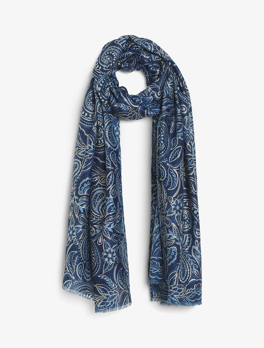 Foulard imprimé cachemire irisé - Bleu - 4