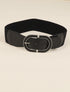 Ceinture à boucle ovale en simili - Noir - 1