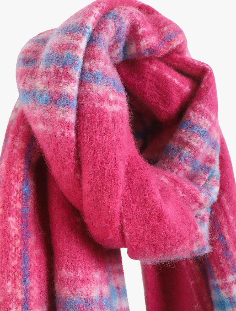 Echarpe à carreaux et franges fantaisies - Fuchsia - 3