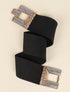 Ceinture stretch à boucles rectangulaires texturées à strass - Noir/dorée - 1