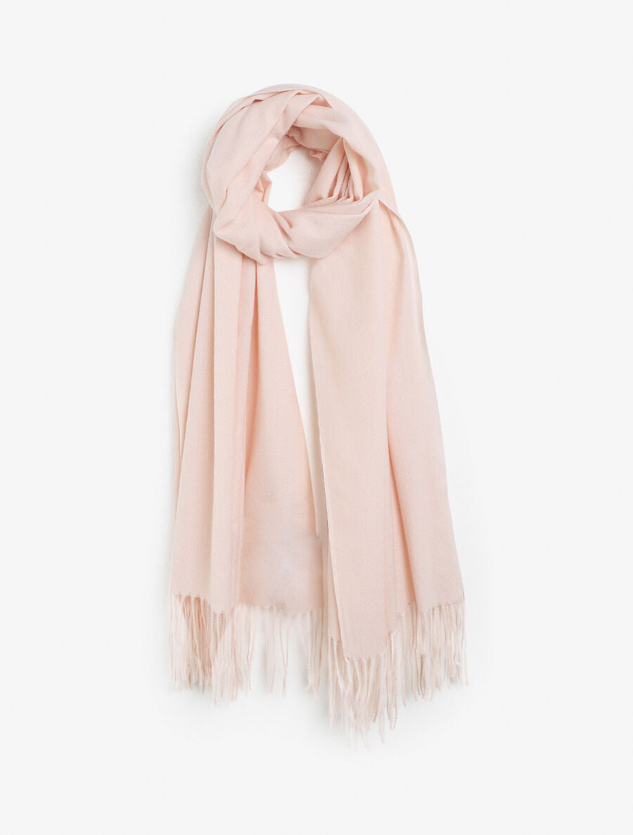 Echarpe unie à franges - Rose pâle - 1