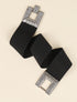 Ceinture stretch à boucles rectangulaires texturées à strass - Noir/argentée - 2