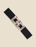Ceinture élastiquée boucle métallique - Noir/or - 2