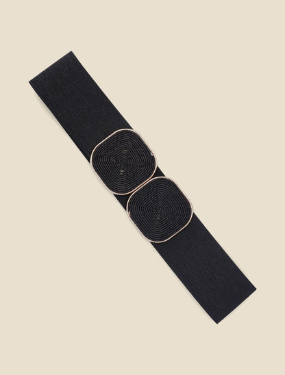 Ceinture irisée boucle fantaisie - Noir/or - 1