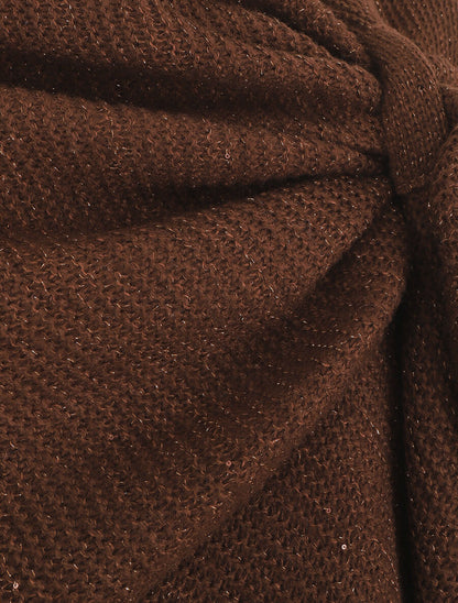 Châle en maille à paillettes - Marron - 4