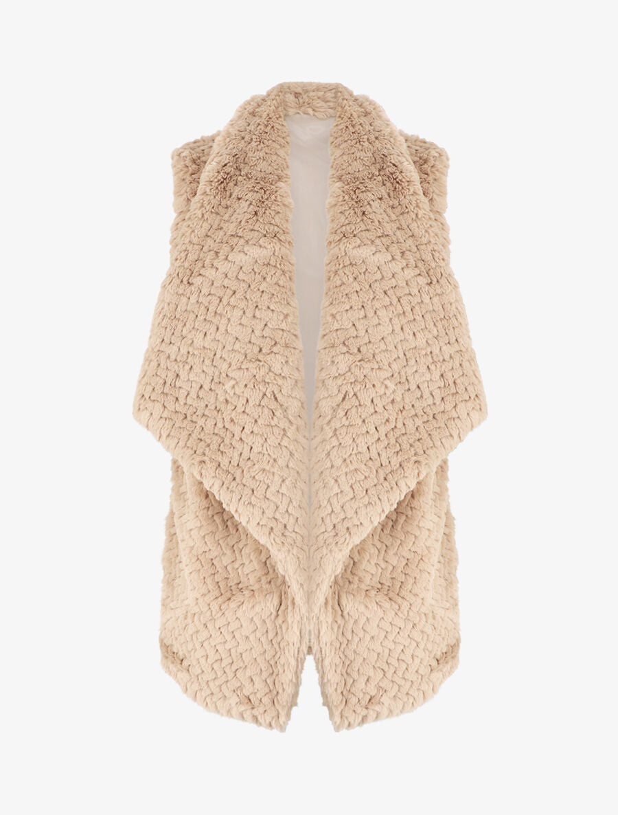 Veste sans manches en fausse fourrure - Taupe - 4