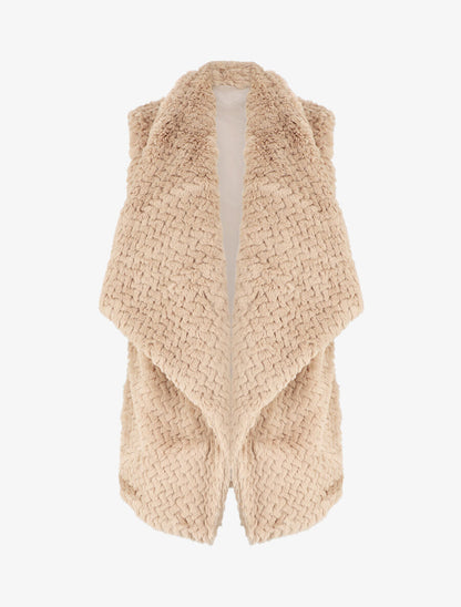 Veste sans manches en fausse fourrure - Taupe - 4