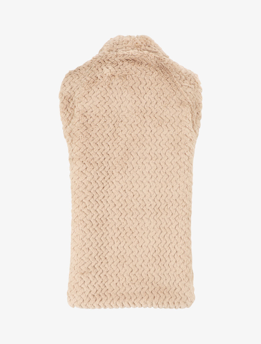 Veste sans manches en fausse fourrure - Taupe - 2