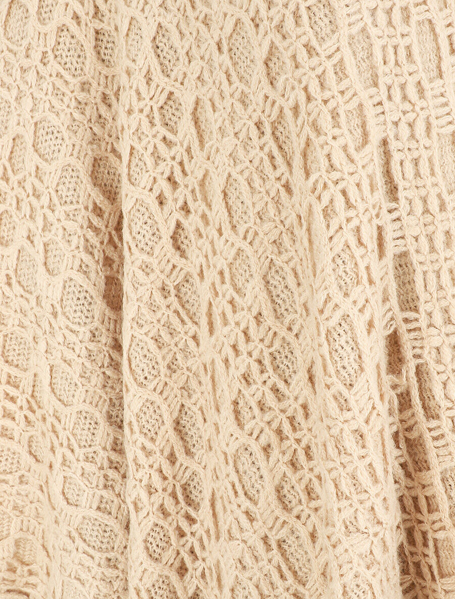 Châle en maille fantaisie à franges - Beige - 3
