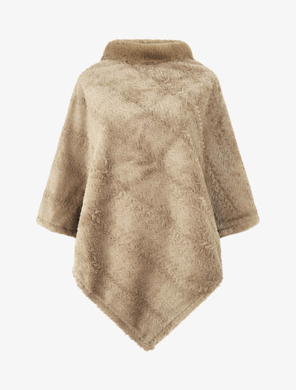 Poncho uni à motif zigzag - Taupe - 4