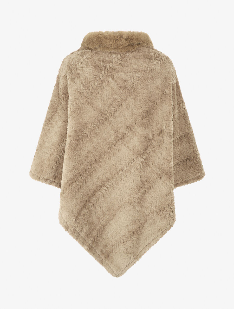 Poncho uni à motif zigzag - Taupe - 2