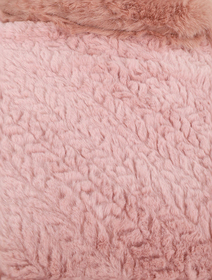 Poncho uni à motif zigzag - Vieux rose - 3
