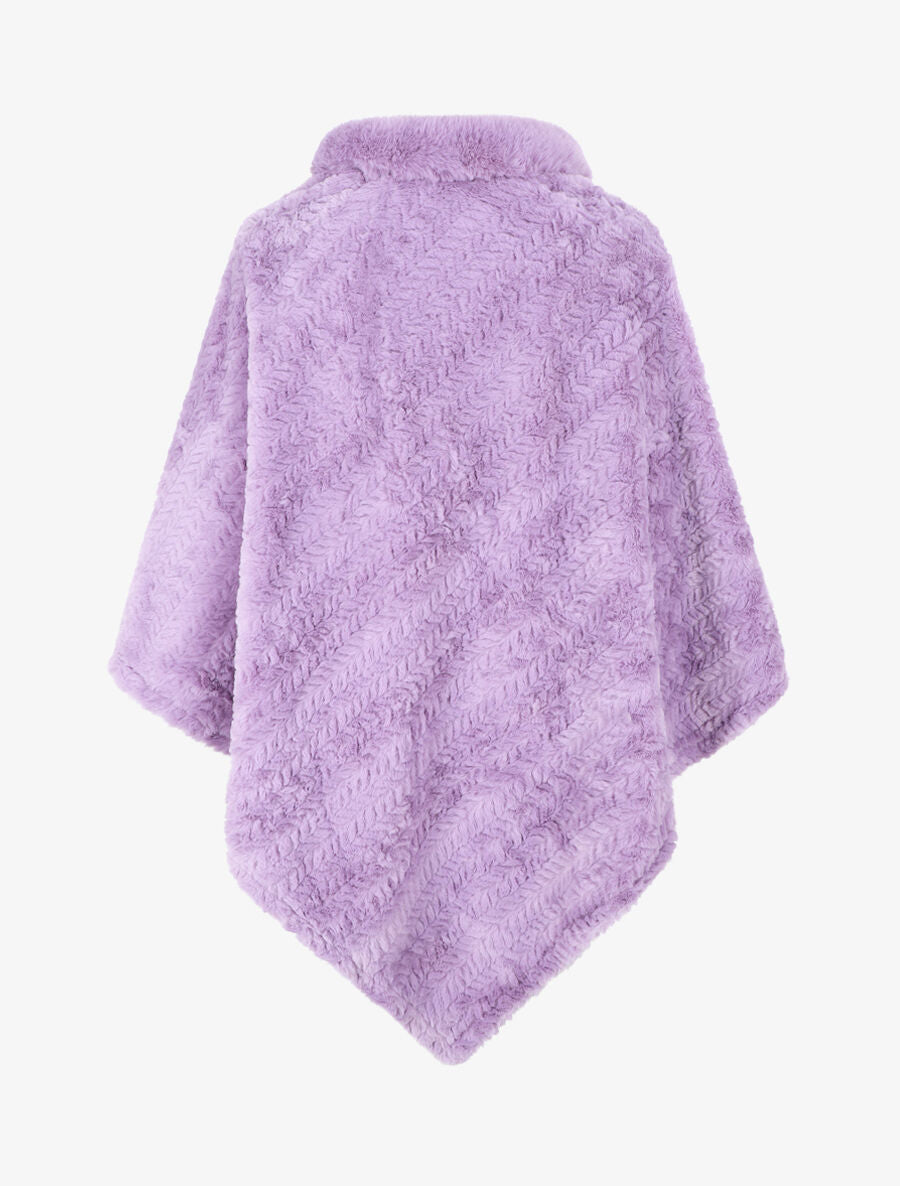 Poncho uni à motif zigzag - Lilas - 2