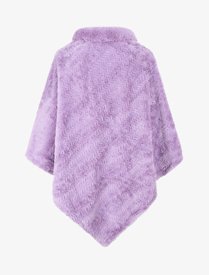 Poncho uni à motif zigzag - Lilas - 2