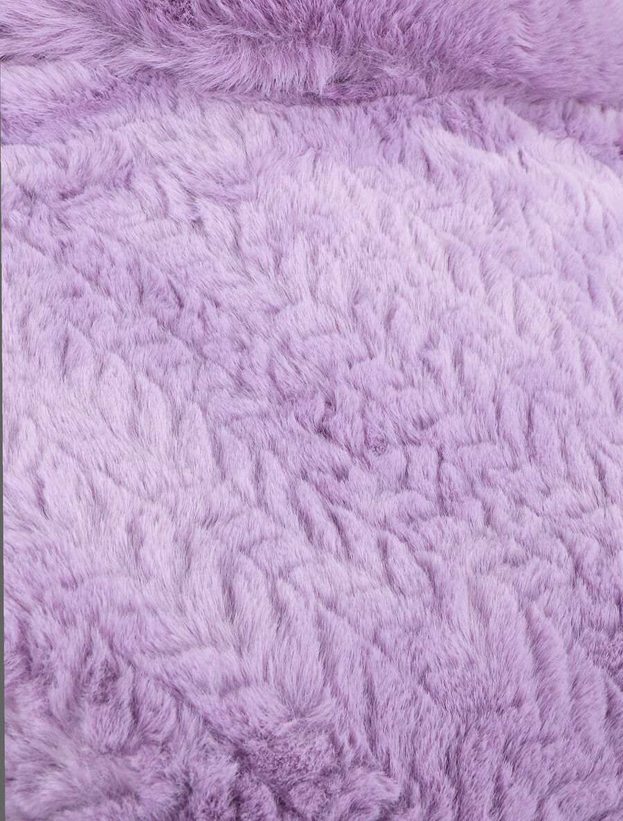 Poncho uni à motif zigzag - Lilas - 3