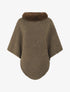 Poncho uni à texture effet mouton - Café - 4