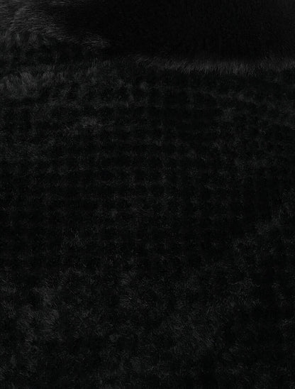 Poncho uni à motif quadrillé - Noir - 3