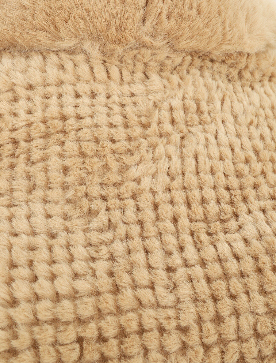 Poncho uni à motif quadrillé - Taupe - 3