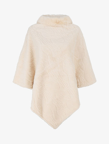Poncho uni à motif gaphique - Beige - 4