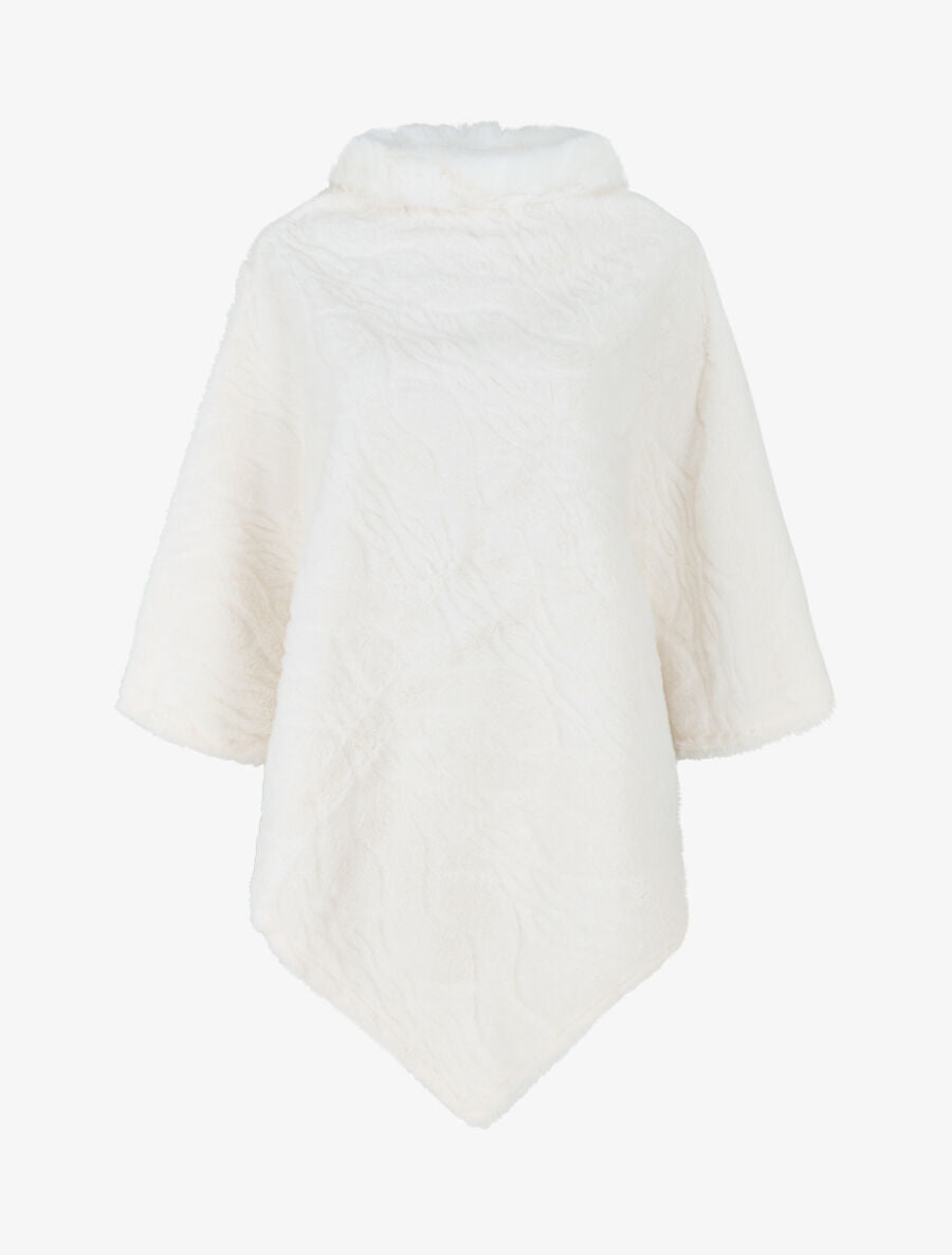 Poncho uni à motif gaphique - Blanc - 4