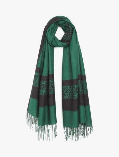 Echarpe irisée motif léopard fantaisie - Vert - 1