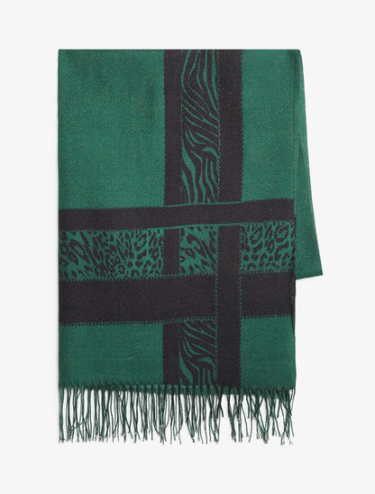 Echarpe irisée motif léopard fantaisie - Vert - 2