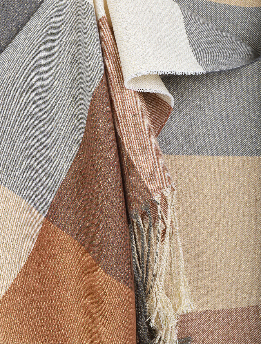 Echarpe irisée à grands carreaux - Camel - 3