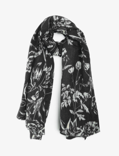 Echarpe à motif floral - Noir - 1