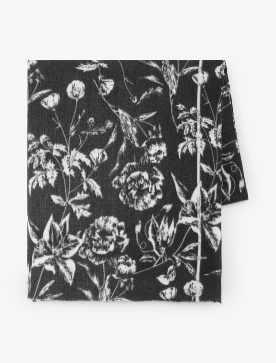 Echarpe à motif floral - Noir - 2
