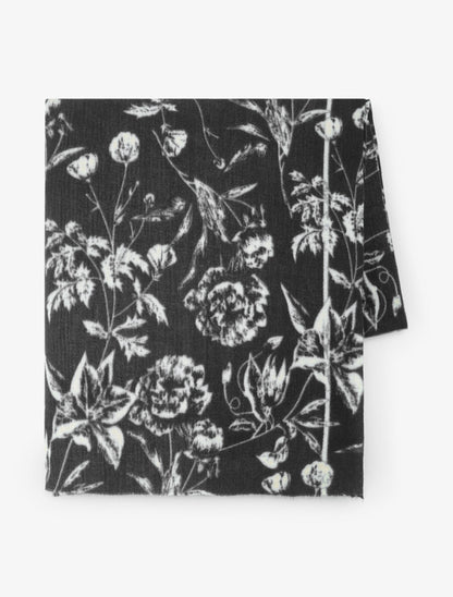 Echarpe à motif floral - Noir - 2
