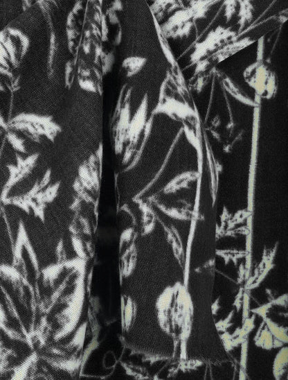 Echarpe à motif floral - Noir - 3