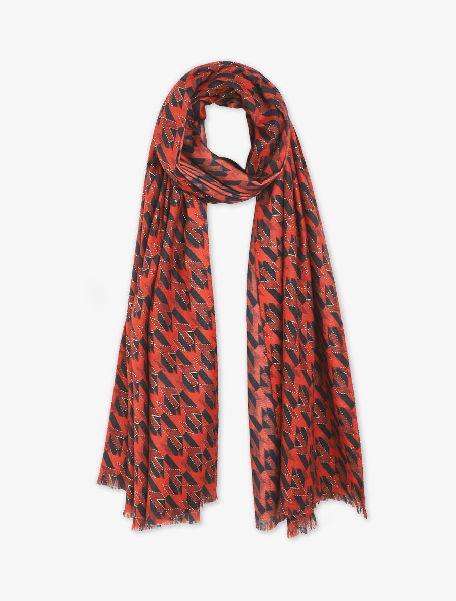 Foulard à imprimé graphique irisé - Rouge - 1