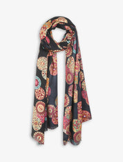 Foulard à imprimé rosaces irisées - Noir - 4