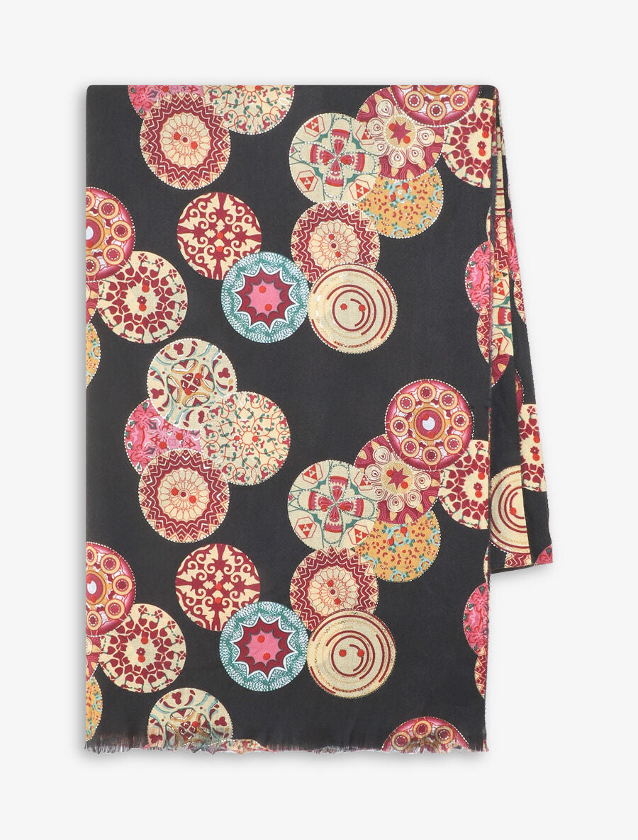 Foulard à imprimé rosaces irisées - Noir - 2