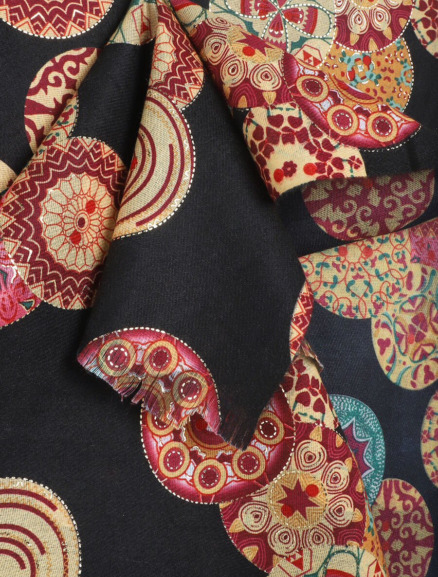 Foulard à imprimé rosaces irisées - Noir - 3