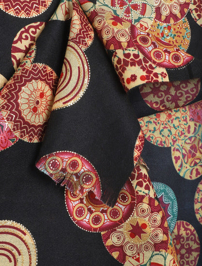 Foulard à imprimé rosaces irisées - Noir - 3
