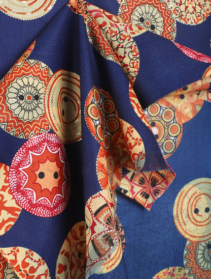 Foulard à imprimé rosaces irisées - Marine - 3