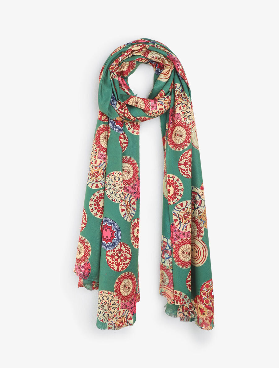 Foulard à imprimé rosaces irisées - Vert - 1
