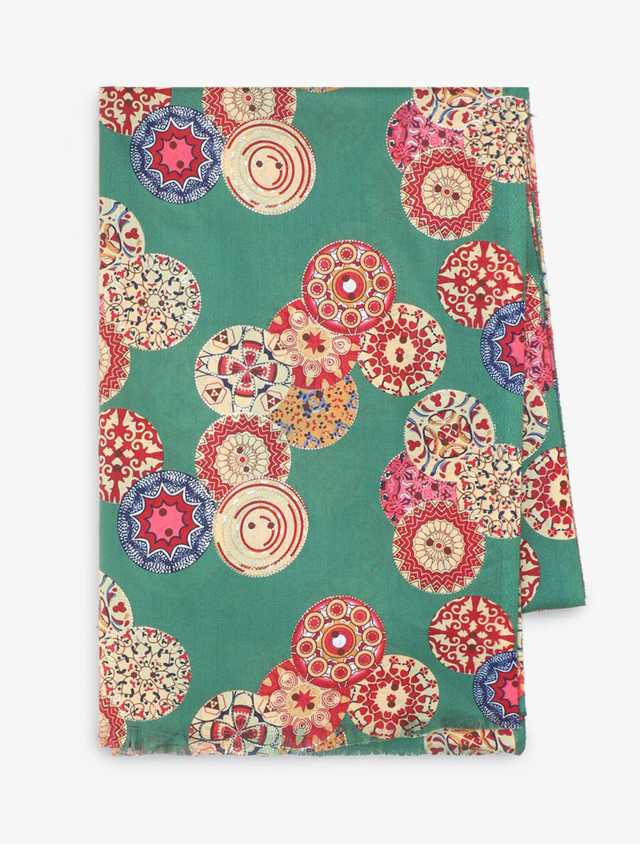 Foulard à imprimé rosaces irisées - Vert - 2