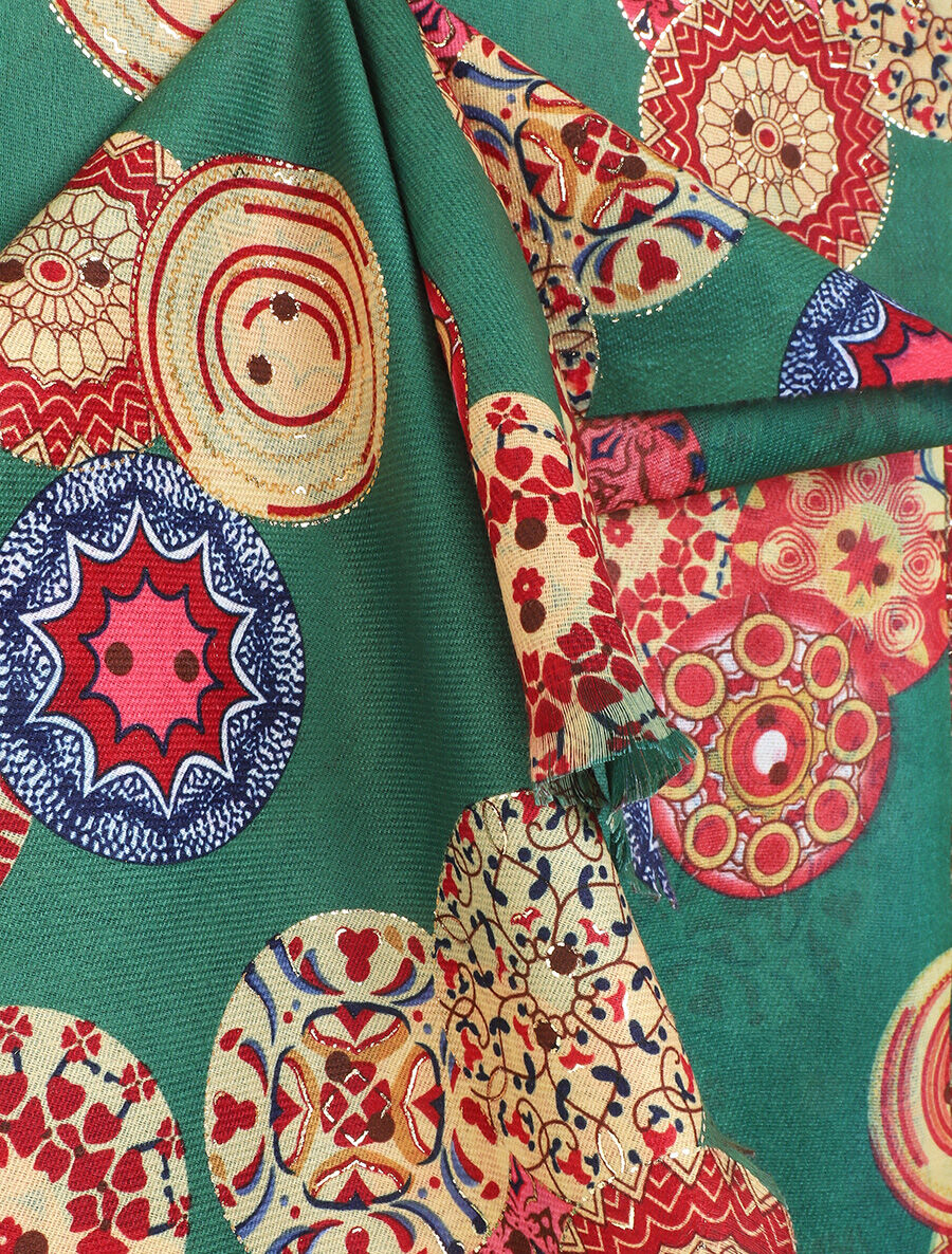 Foulard à imprimé rosaces irisées - Vert - 3